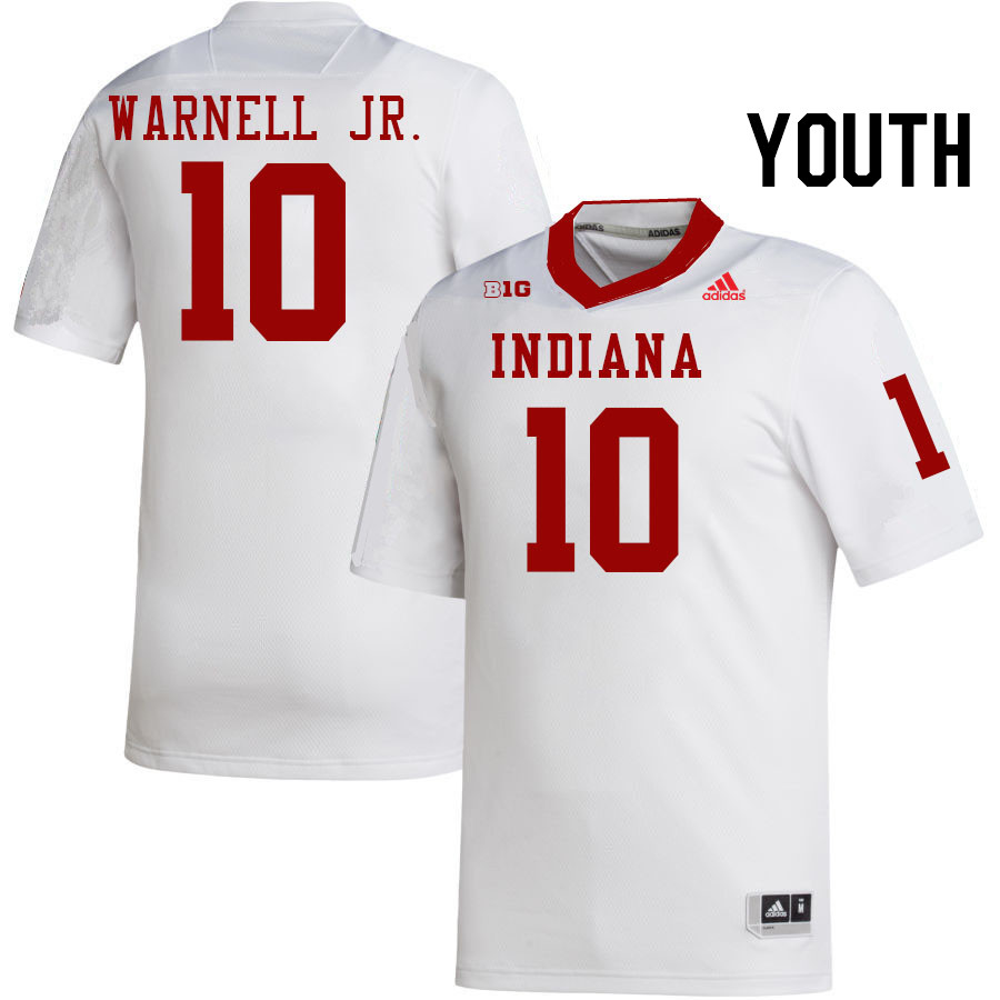 Youth #10 DJ Warnell Jr. Indiana Hoosiers College Football Jerseys Stitched-White